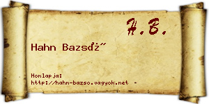 Hahn Bazsó névjegykártya